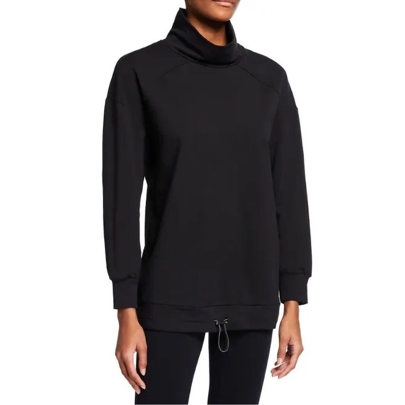 Varley Morrison High Neck Sweatshirt Womens Size S Boxy Pullover Draw Cord Black - Picture 11 of 11